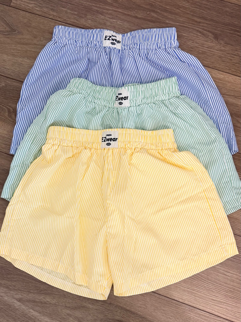EZwear Seersucker Shorts Trio - Yellow, Mint, Blue